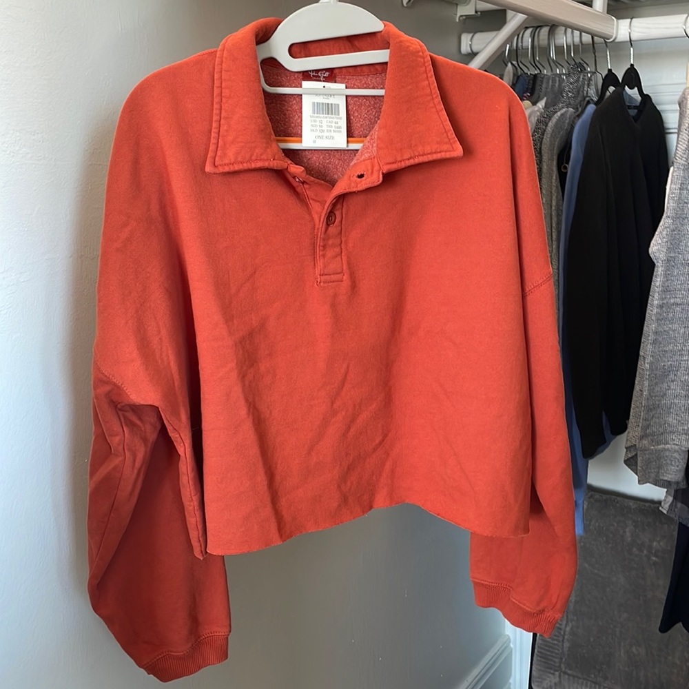 Brandy Melville/ John Galt burnt orange 1/4button sweatshirt